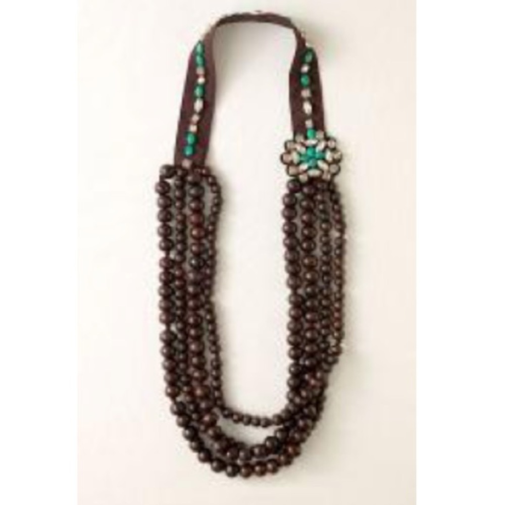 🕶️Sayulita long wood bead/Swarovski Crystal statement necklace Stella & Dot - Picture 1 of 6